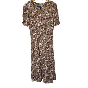 Vintage By Choice Empire Waist Floral Dress Small/Med Mauve Rose